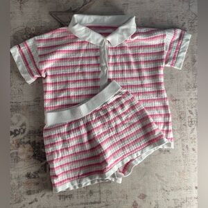 Pink and White Striped Knit Set
